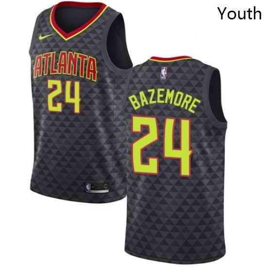 Youth Nike Atlanta Hawks 24 Kent Bazemore Authentic Black Road NBA Jersey Icon Edition